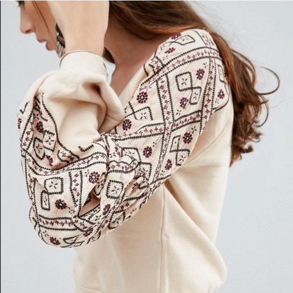 Free People Seniorita Balloon Sleeve Crop Sweater